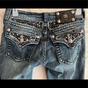 Miss Me Jeans Size 26 Embroidered with Rhinestones Boot cut